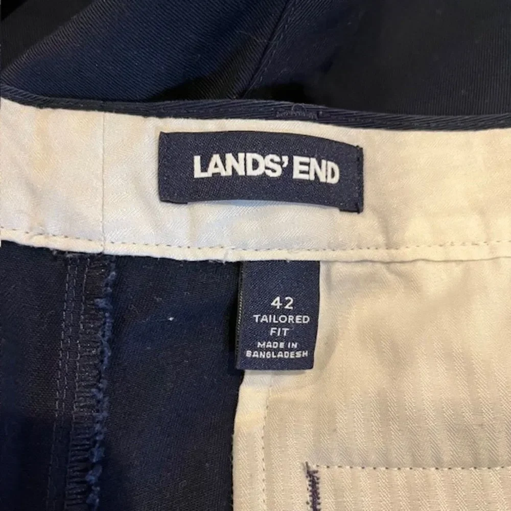 Lands' End Tailored Fit Men's Chino Pants Navy Size 42‎